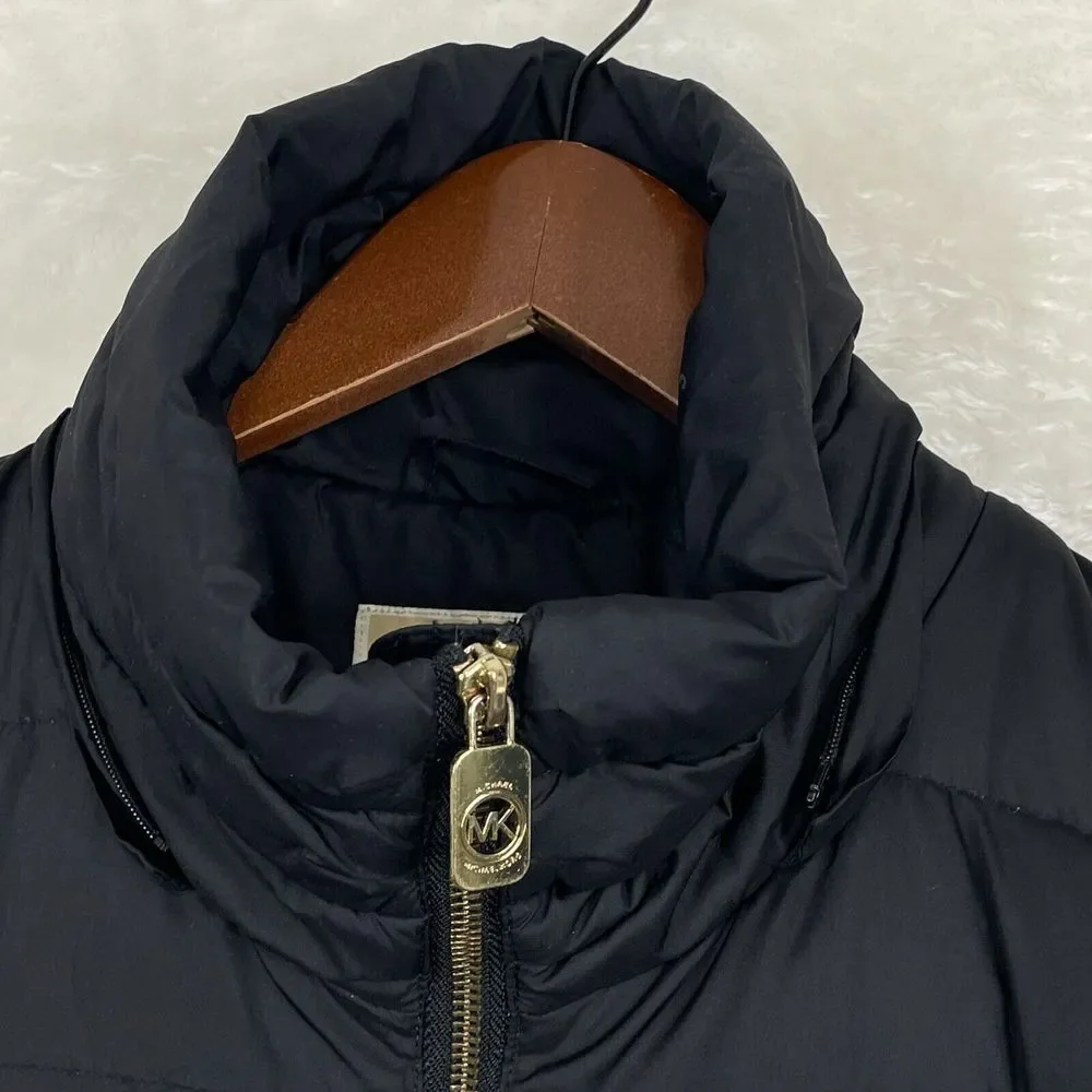 Michael Kors Womens Jacket Small Black Goose Down Quilted Puffer Zip * No Hood - Picture 4 of 13